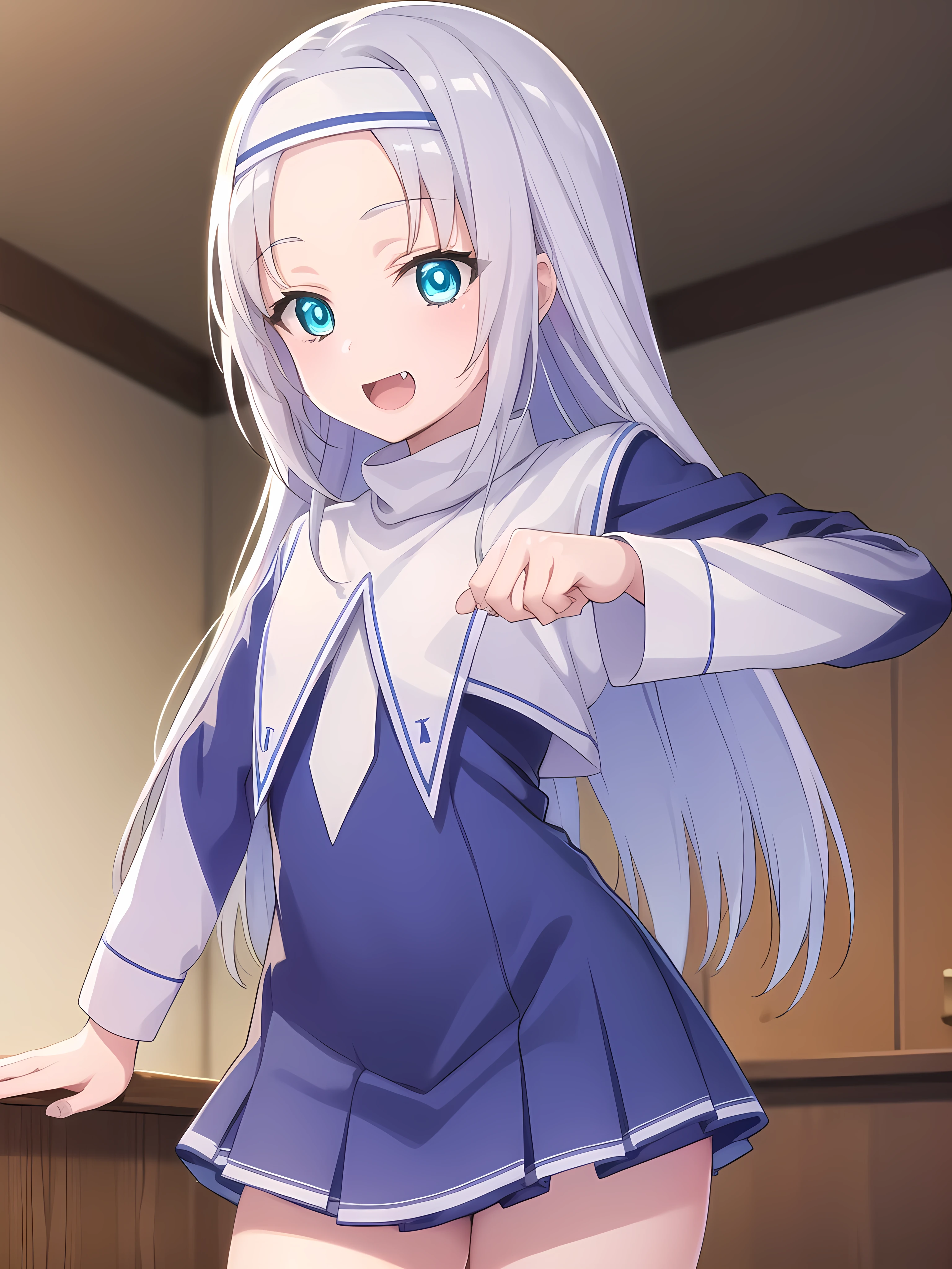 mariatakayama, maria takayama, long hair, blue eyes, fang, aqua eyes, smile, open mouth,
BREAK jewelry, heart, necklace, nun, habit, white short skirt
BREAK indoors, classroom,
BREAK looking at viewer, (cowboy shot:1.5),
BREAK (masterpiece:1.2), best quality, high resolution, unity 8k wallpaper, (illustration:0.8), (beautiful detailed eyes:1.6), extremely detailed face, perfect lighting, extremely detailed CG, (perfect hands, perfect anatomy),