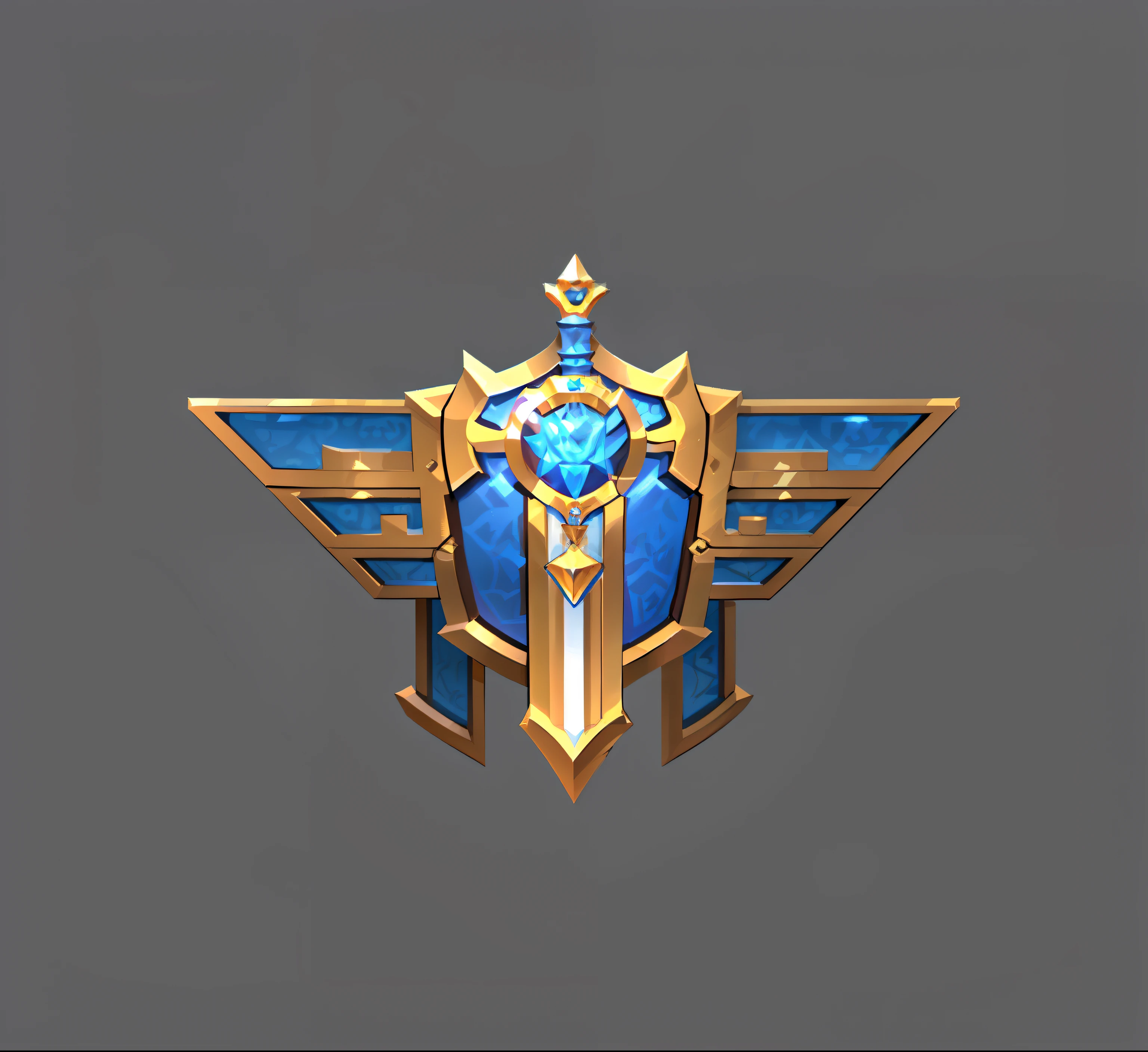 Close do logotipo com espada, 3d icon for mobile game, Game icon estilizado, game icon feature, escudo de fantasia, league of legends champion, game ui asset design, recurso de jogo para celular, ativos do jogo, logotipo do esporte, emblema do escudo, ativo de jogo de lutadores, inspirado em liga de lendas, estilo de league of legends, Game icon