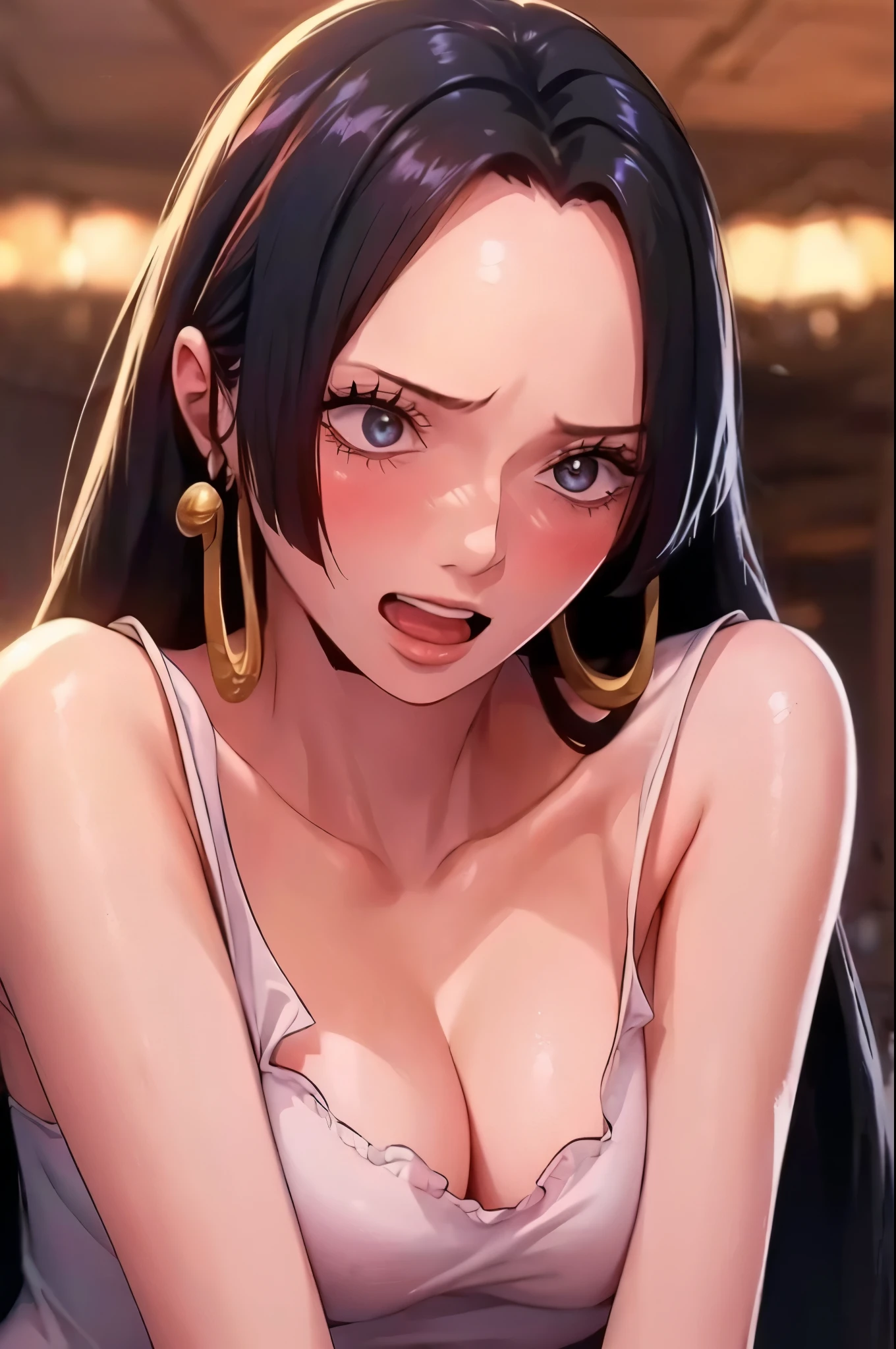 best quality, masterpiece, highly detailed,1girl, Boa Hancock, , (masterpiece:1.5), Detailed Photo, Smiling, Sexy, (8K, Best Quality: 1.4), (1girl), Beautiful Face, (anime realistic Face), (Black Hair, long Hair: 1.3), Beautiful Hairstyle, Realistic eyes, beautiful detail eyes, (white skin), beautiful skin, absurd, attractive, ultra high resolution, ultra realistic, high definition, golden ratio, (sexually aroused:1.5), Pinkish white skin, cool white light, sexy pose, Beautiful , white background, pink soft white light, Wear a black bodycon dress