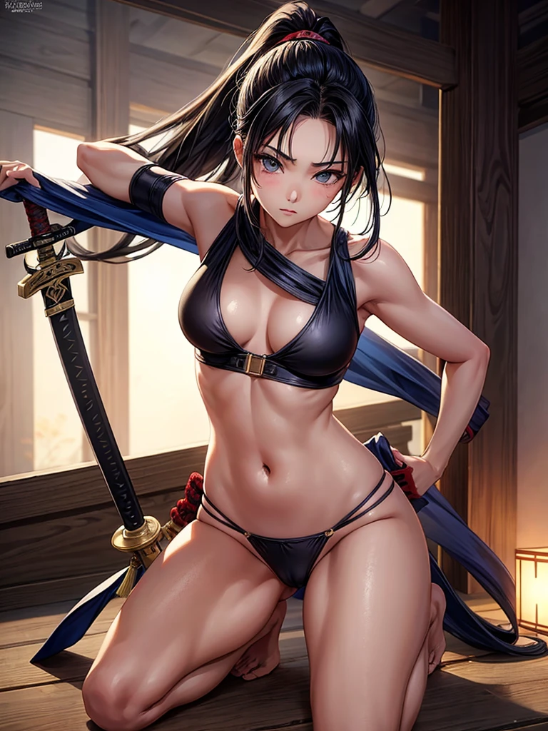 Beautiful Asian girl, 18 years old, Naked ninja girls, sexy lady, medium breasts, camel toe, samurai sword,