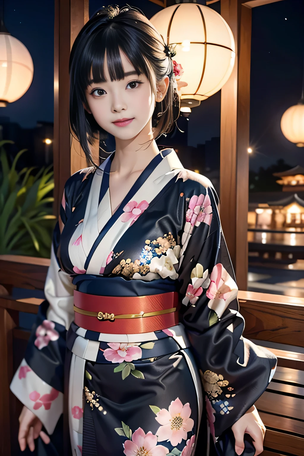 Araffe asian woman in a kimono dress posing for a picture - SeaArt AI