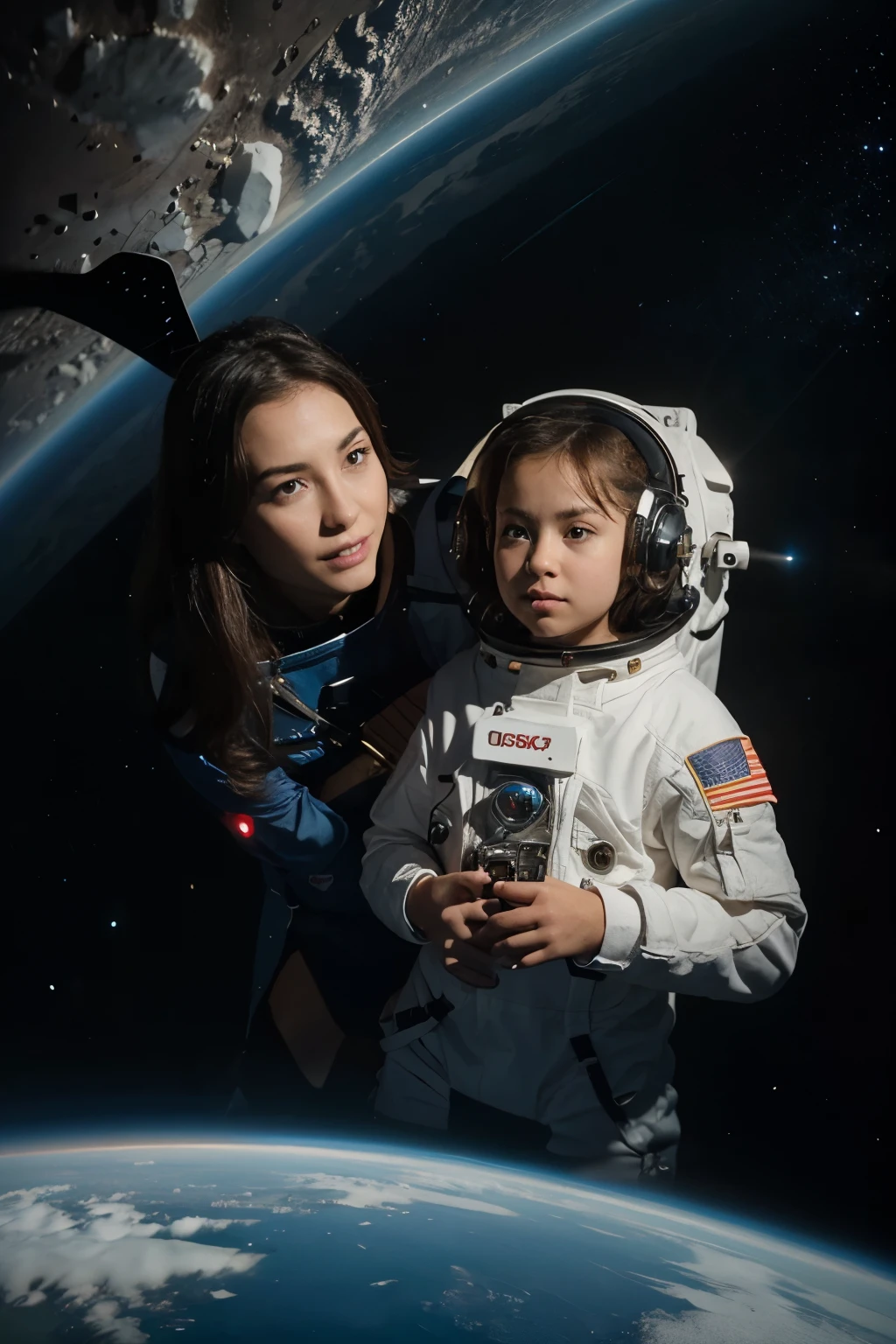 girl in space with a charming alien 