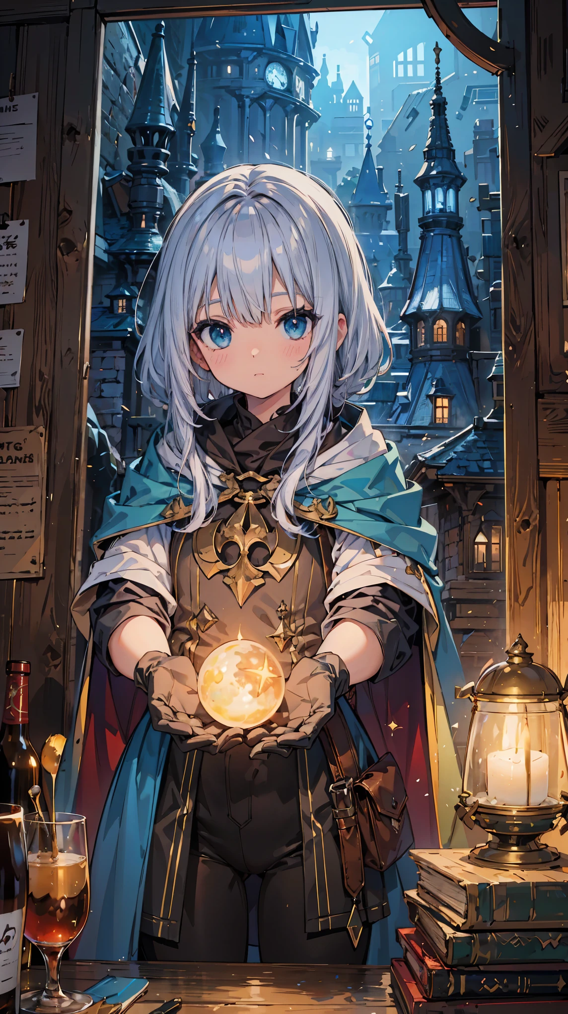 (masterpiece:1.2), (highest quality:1.2), Ultra-high resolution, Super detailed, Magic Toolsmith, Putting on gloves, Wizard's Hat, White background