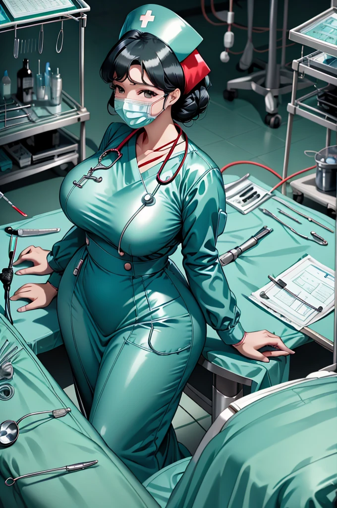 nurse uniform,hospital, latex nurse suit,nurses,busty,elbow gloves,labcoat,black hair woman,red eyes , gigantic ,medical instruments,asian nurse,two nurses,speculum,examination room,oversize ,big ass ,strap on, lay on table ,legs spreaded,giving birth,gyno chair , dentist,Milf,latex,red uniform,oversize breasts