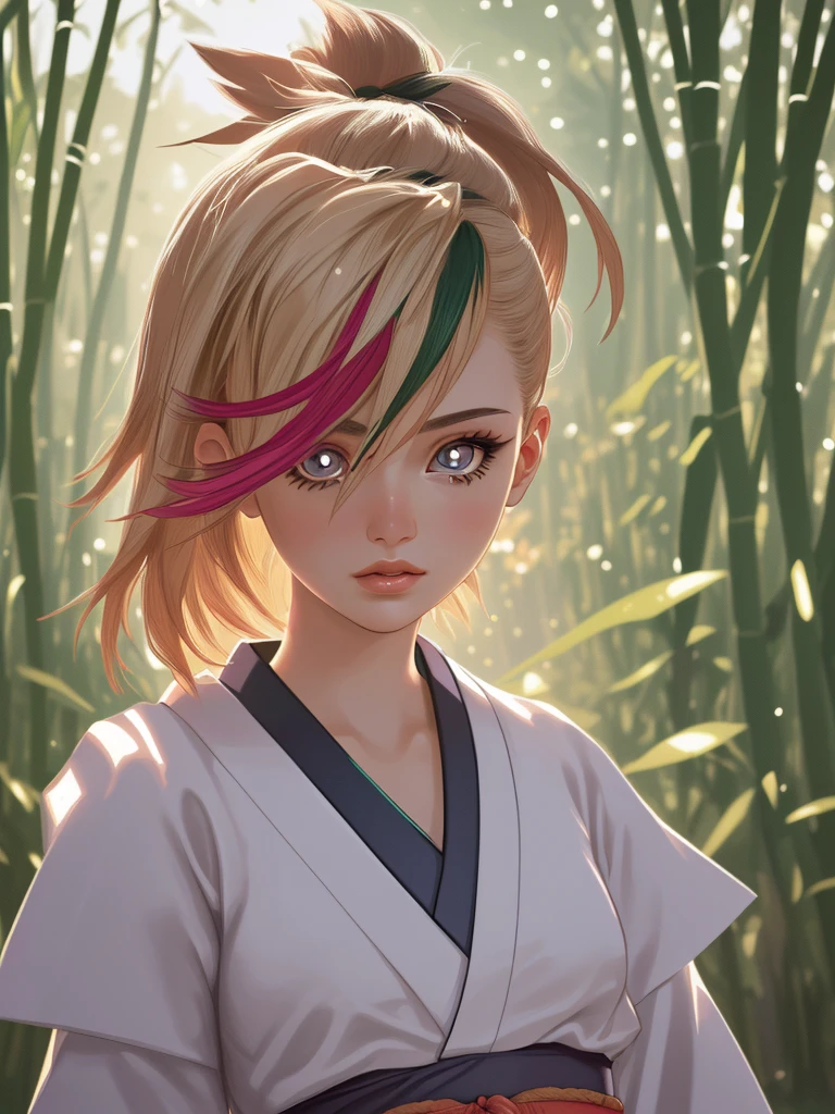 1girl, samurai, japanese culture, detailed facial features, beautiful detailed eyes, beautiful detailed lips, extremely detailed face, long eyelashes, traditional japanese samurai armor, katana sword, sakura flowers, pagoda, bamboo forest, natural sunlight, vibrant colors, cinematic lighting, intricate details, digital painting, matte painting, highly detailed, (best quality,4k,8k,highres,masterpiece:1.2),ultra-detailed,(realistic,photorealistic,photo-realistic:1.37)
