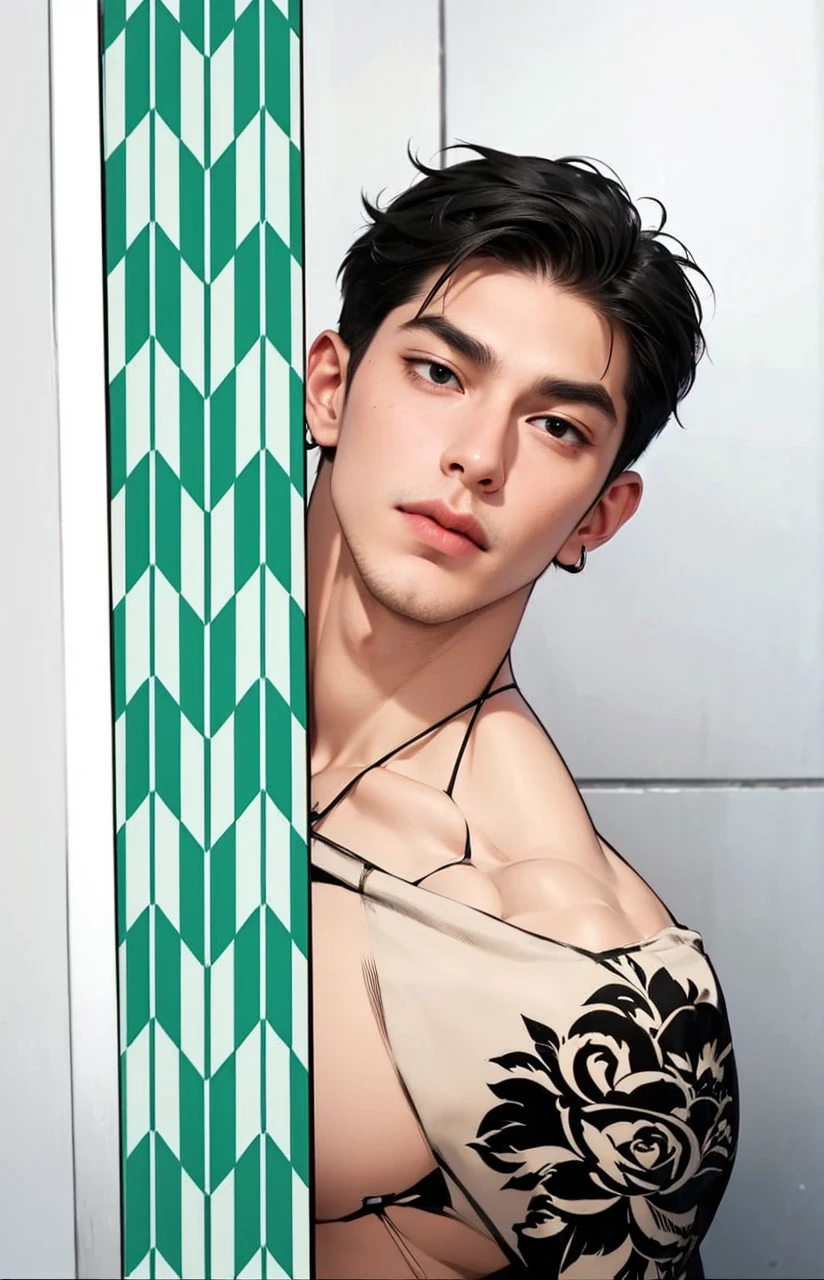 Masterpiece of man, Adult man with firm facial features like an Dutch, black eye, his nose is sharp, mature, black eyes, neat short balck hair, very handsome, white, clean, smooth skin, muscle body realistic,