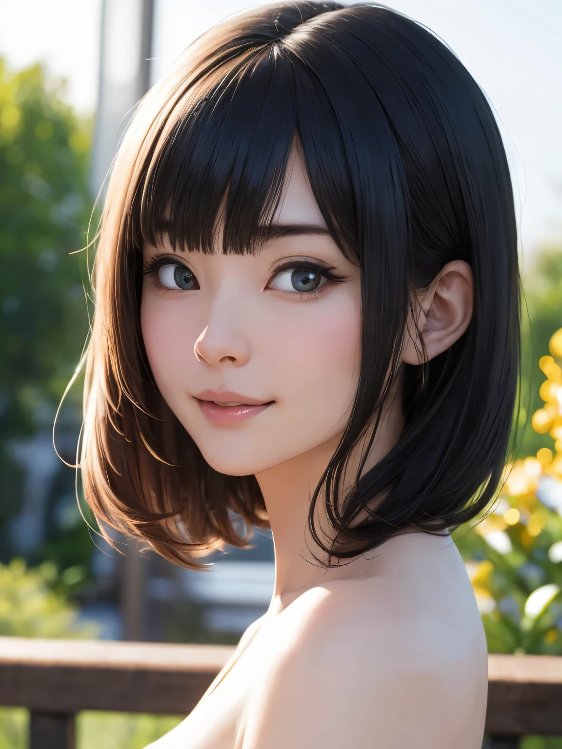 1 girl、highest quality、Realistic、alone、Written boundary depth、Natural soft light、Daytime、charm、Beautiful Face、Cleanliness、Pure Face、White skin、cute、short hair、prohibit、Beach、Light of the sun、Nedium Breast Body Esbian、((セーターを着たBeautiful Faceの黄金比 対称性のあるBeautiful Face, Wearing nothing:2))、Long neck、Listen carefully、prohibitのあるきれいな短いボブヘア、Laugh with your mouth closed、Perfect hands指、Perfect hands、Perfect body、Perfect Face、Shine a light into your eyes、Perfect Anatomy:1.4、とてもcuteスーパーモデル:1.4、{Huge|big|Hugeな|Mega} chest:2, chestの谷間:2、transparent、transparent性、Grossoisture、Shine、Cool feeling、Beautiful gradation blue sky:2