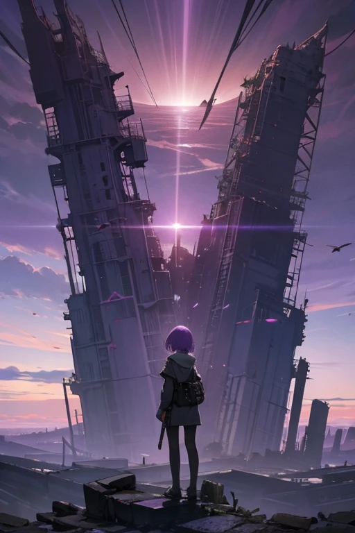 highest quality、Desolate Earth、wreckage、Purple Sky、Surrealism