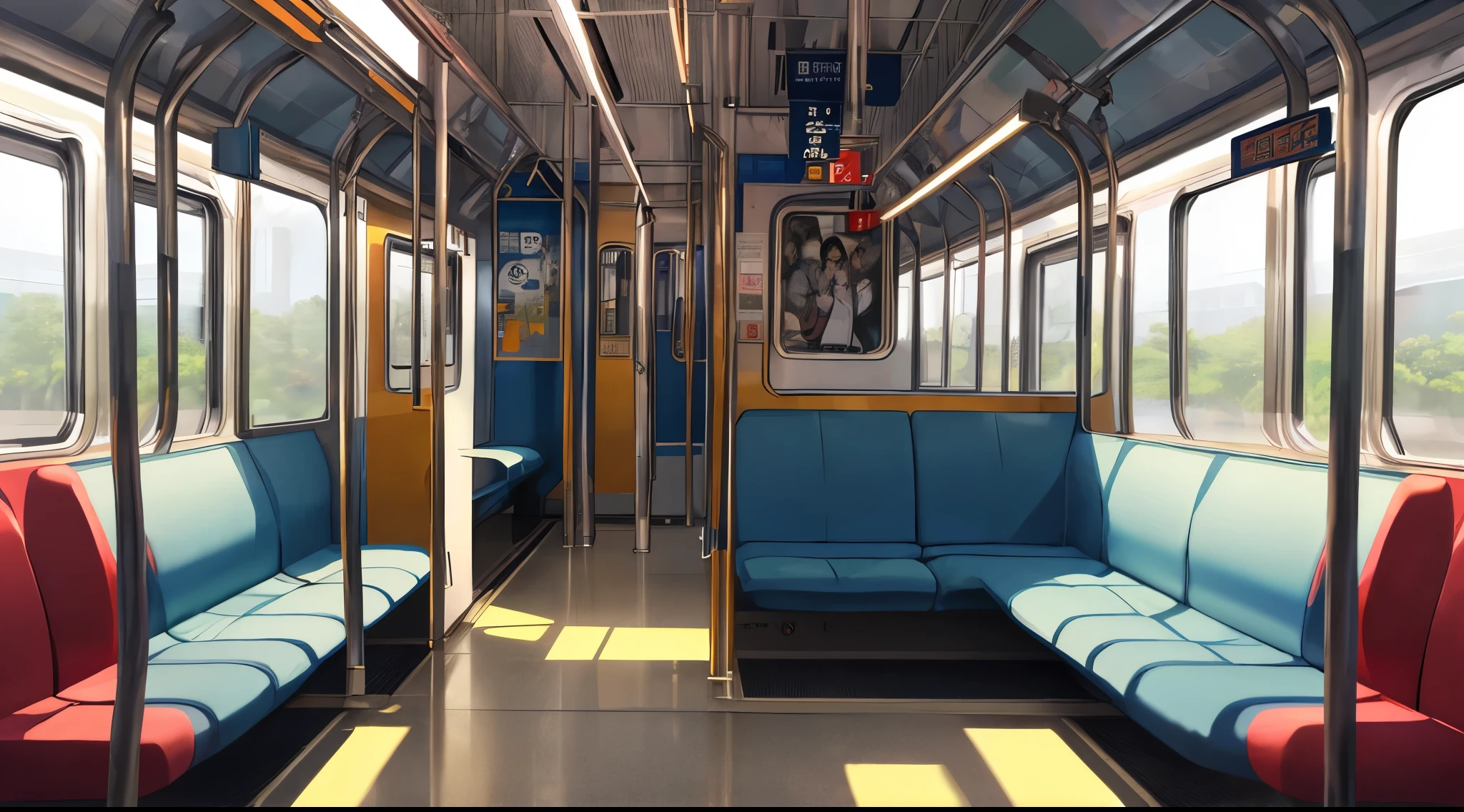 master piece, best quality, detailed, ((background only)), day, japanese, on the train, modern,
