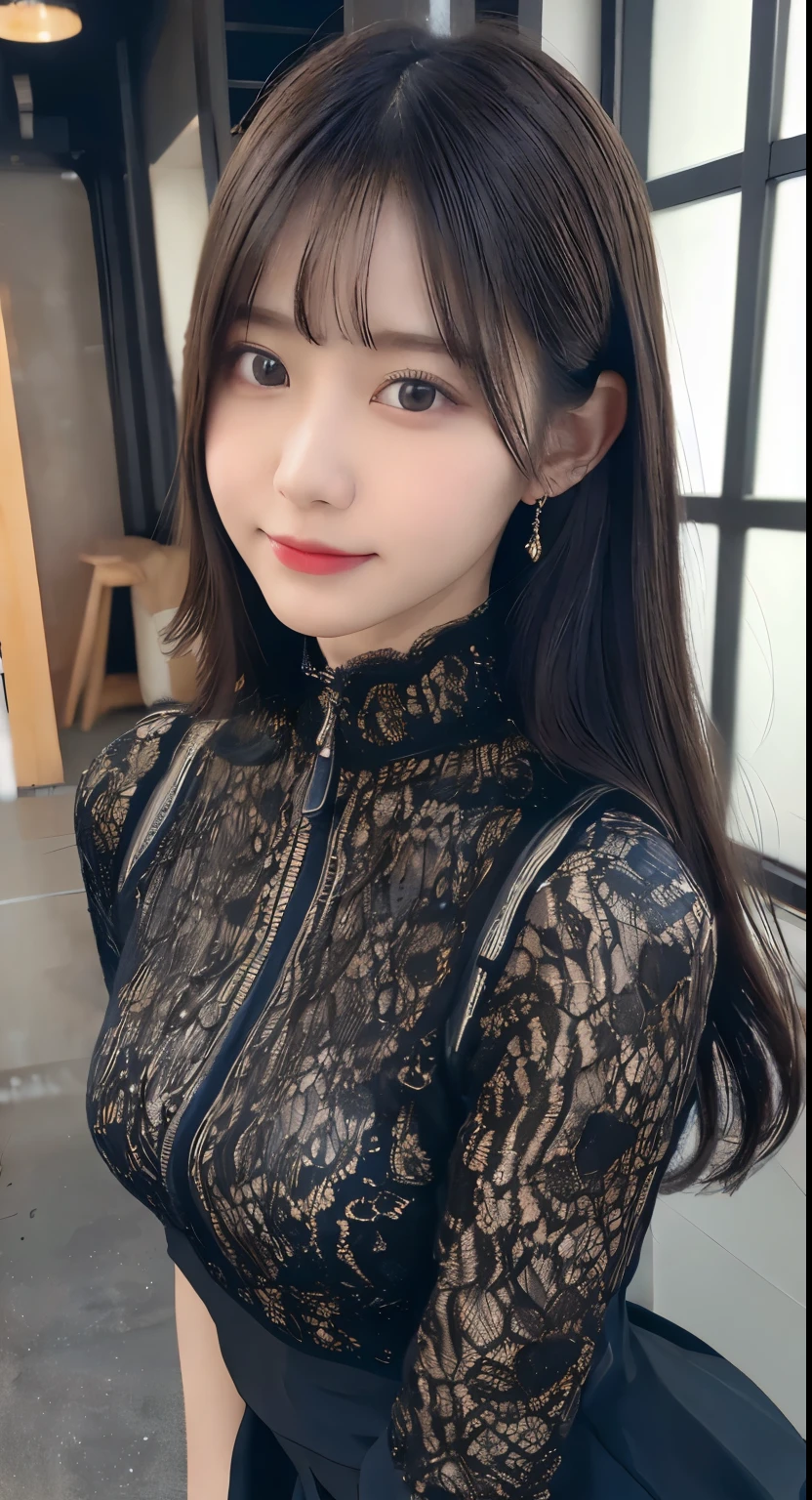 (highest quality、masterpiece:1.3、Ultra-high resolution)、(Very detailed、Caustics)、Ample breasts、(Beautiful and detailed、No makeup)、One Woman、Japanese Girls、Black Hair、Medium Hair