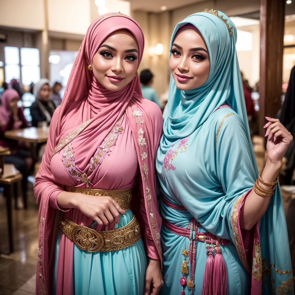 24k, 8k, Two:2 naked and nude sexy hijab prostitutes with pinks nipples, bestquality，master-piece，High resolution with high detail，（brilliant：1.4），raw photograph，，optical illusion，1girle，（Solo exhibitions：1.2），（cowboy lens：1.2），（Hair crown：1.2），Traditional costumes of Dunhuang, china，strapless，（red eyeliner：1.2），（Black eyes：1.4），earings，dynamic angle，entertainment，messy_long_hair，ink，cinematic light，lanelare，Velvet，chrysanthemum，tassels，ribbons，Colorful embroidery，upper half body，Facing the lens，Dynamic Poses，large，Embroidered shoes, red bra, all red, oppai proportions, sexy :8k, 4 k, big breasts!, bottom angle, big breasts!!, Malay beauties, biomechanical oppai, fujita goro and jones, thicc, wearing hijab, hijab star, hijab gorgeous, hijab super model, Malaysian girls group,malay, The whole body consists of a young girl with hijab, Eye makeup, 21yo, Cat ears, Soft lighting, group, Wear shabby clothes, Dirty, Tattered futuristic bikini, Cat's paw badge, Pose, spot color, rendering by octane, Ultra-realistic intricate details, Cinematic, 8K resolution, 70mm, emphasis lighting, Global illumination, (((wearing a Sexy belt design by LV))) Surreal full-body figure, Beautiful and delicate body and face, gorgeous figure, ssmile, Titillating，Surreal full-body figure，Beautiful and detailed body and face, Super vista, White skin of the, vivd colour,🔥8k, (masterpiece), (((highest quality)), (super detailed), 2 girls, (iridescent hair, colorful hair, half blue and half pink hair: 1.2), 38 years old, (Gorgeous Malay Girls: 1.2), outdoor, bangs, smile, sky blue eyes, perfect hands, perfect hands, hand details, corrected fingers. Earrings, Night Store + Background, looking_at_viewer, Cowboy Shot, Top Quality, Rich Detail, Perfect Image Quality, big breasts, slender body