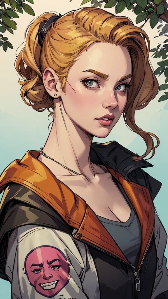 Cartoon style Digital illustration style GTA digital style, estilo atompunk design de personagens altamente detalhado, arte digital detalhada coragem, Forest fan art, Design de personagens de retrato, beautiful digital illustration, retrato de alta qualidade, Arte em quadrinhos, mulher 