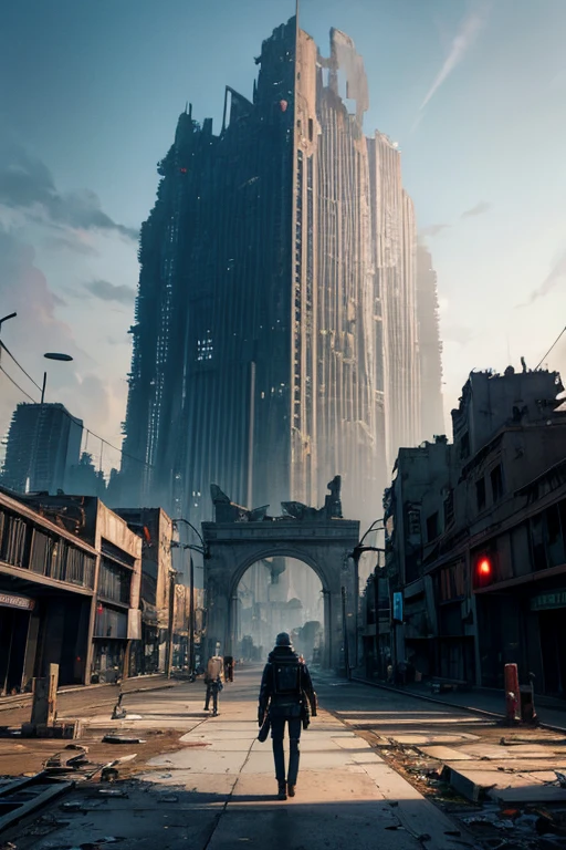 highest quality、A ruined futuristic city、dim、Surrealism