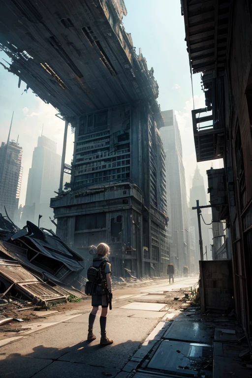 highest quality、A ruined futuristic city、dim、Surrealism