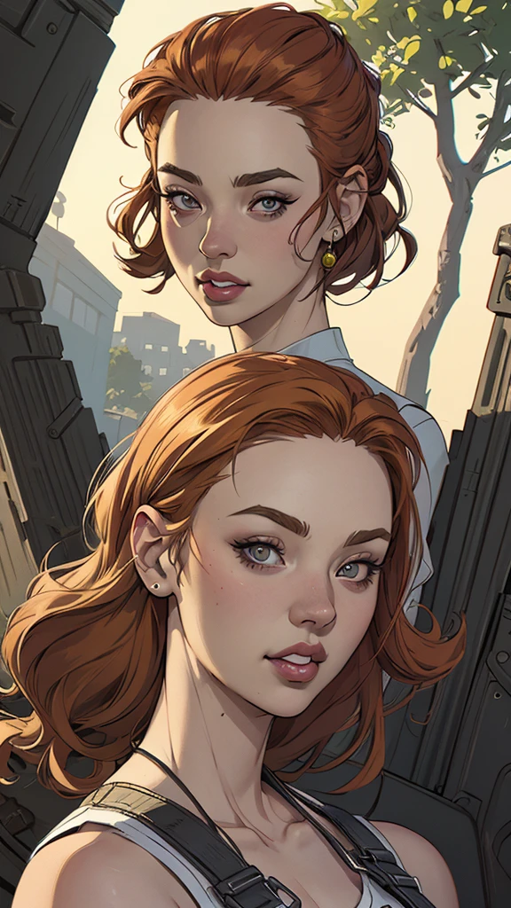 Cartoon style Digital illustration style GTA digital style, estilo atompunk design de personagens altamente detalhado, arte digital detalhada coragem, Forest fan art, Design de personagens de retrato, beautiful digital illustration, retrato de alta qualidade, Arte em quadrinhos, mulher