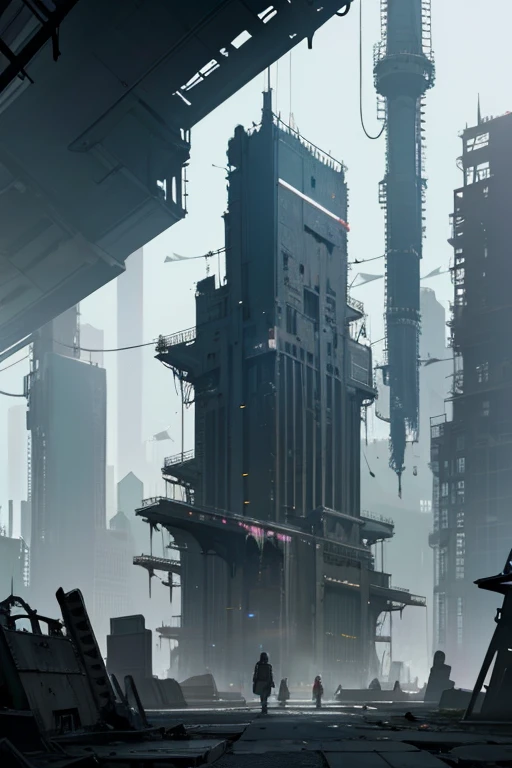 highest quality、A ruined futuristic city、dim、Surrealism