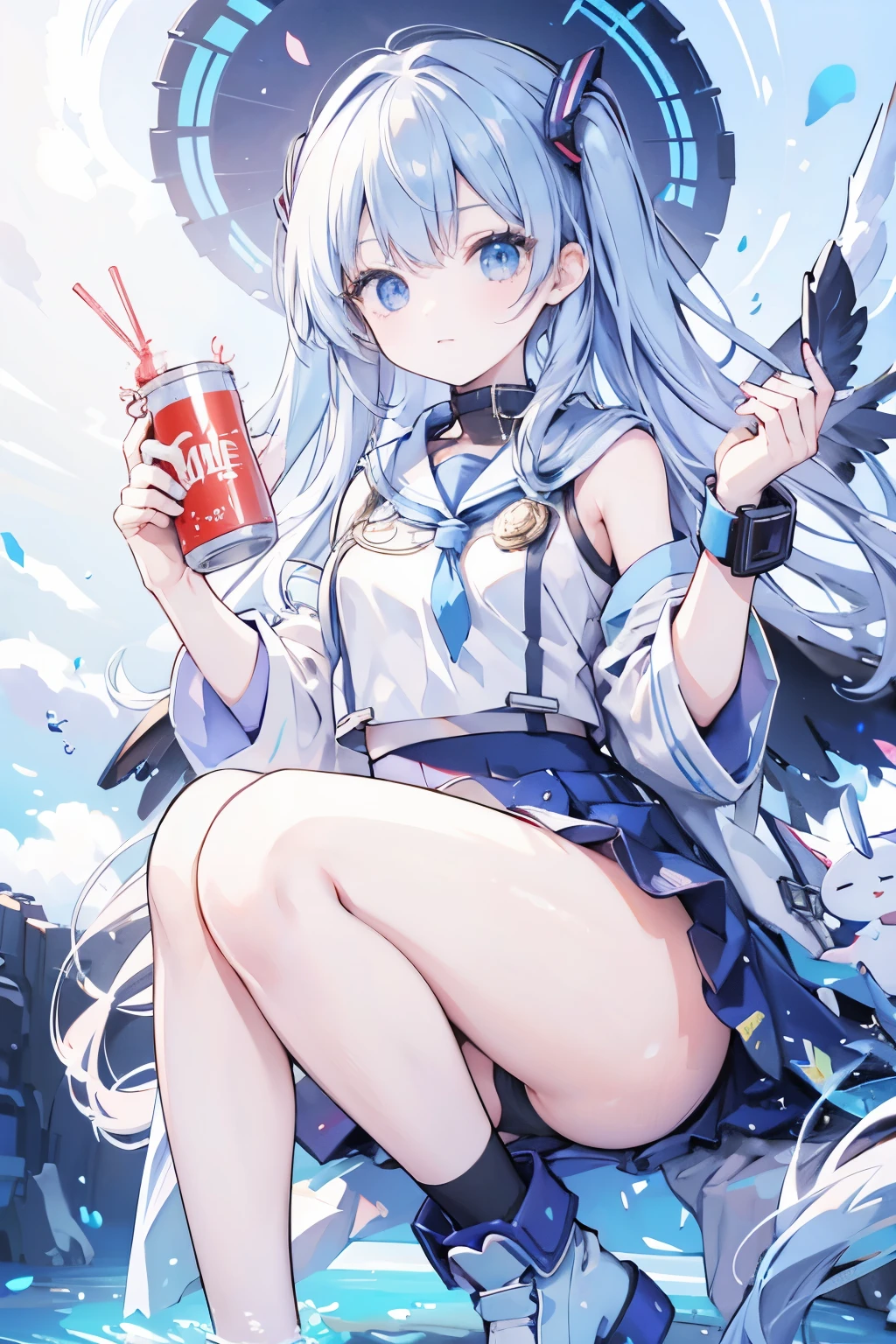 anime girl holding energy drink