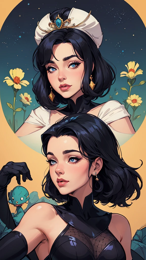 um desenho de uma mulher com cabelos longos e um sorriso, digite germe style, digite germe portrait, digite germe. anime illustration, digite germe detailed, digite germe. alto detalhe, range murata and digite germe, drawn in the style of digite germe, digite germe comic, style digite germe, digite germe art style digital illustration style GTA digital style, estilo atompunk design de personagens altamente detalhado, arte digital detalhada coragem, Forest fan art, Design de personagens de retrato, beautiful digital illustration, retrato de alta qualidade, Arte em quadrinhos, mulher jovem cabelo com transas lindas . Queen Anna of ArendelleBeautiful lined eyes Medium large bust and wonderful sexy clothes. image expression of sexual desire from waist to head illustration Queen Anne of Arendelle atompunk style Fallout 4 style pose playboy magazine with beautiful breasts without clothes wonderful breasts Character Christina Ricci black hair style Morticia AddamsCartoon image of a woman .cartoon style illustration, estilo de arte dos desenhos animados, estilo de arte dos desenhos animados, digital illustration style, um close up de um desenho animado de uma mulher em um traje, Adam Hughes, Branca de Neve as a d & lutador, Branca de Neve, estilo pinup em quadrinhos, inspirado por Bruce Timm, por Bruce Timm, zenoscope, retrato de Branca de Neve, estilo de quadrinhos, Design de personagens de quadrinhos dos anos 90, Otto Schmidt, arte em estilo de quadrinhos, arte em quadrinhos
