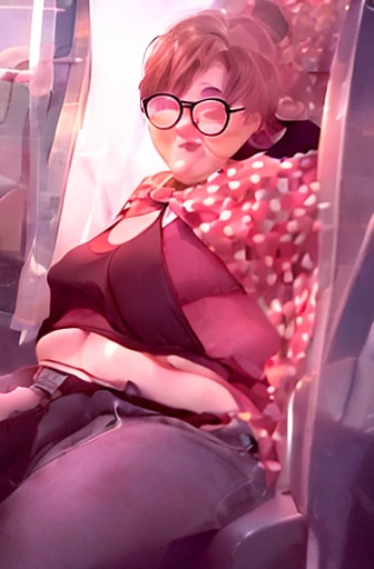 brunette ssbbw wearing a bodysuit with glasses and a bob haircut is really stuck in the window