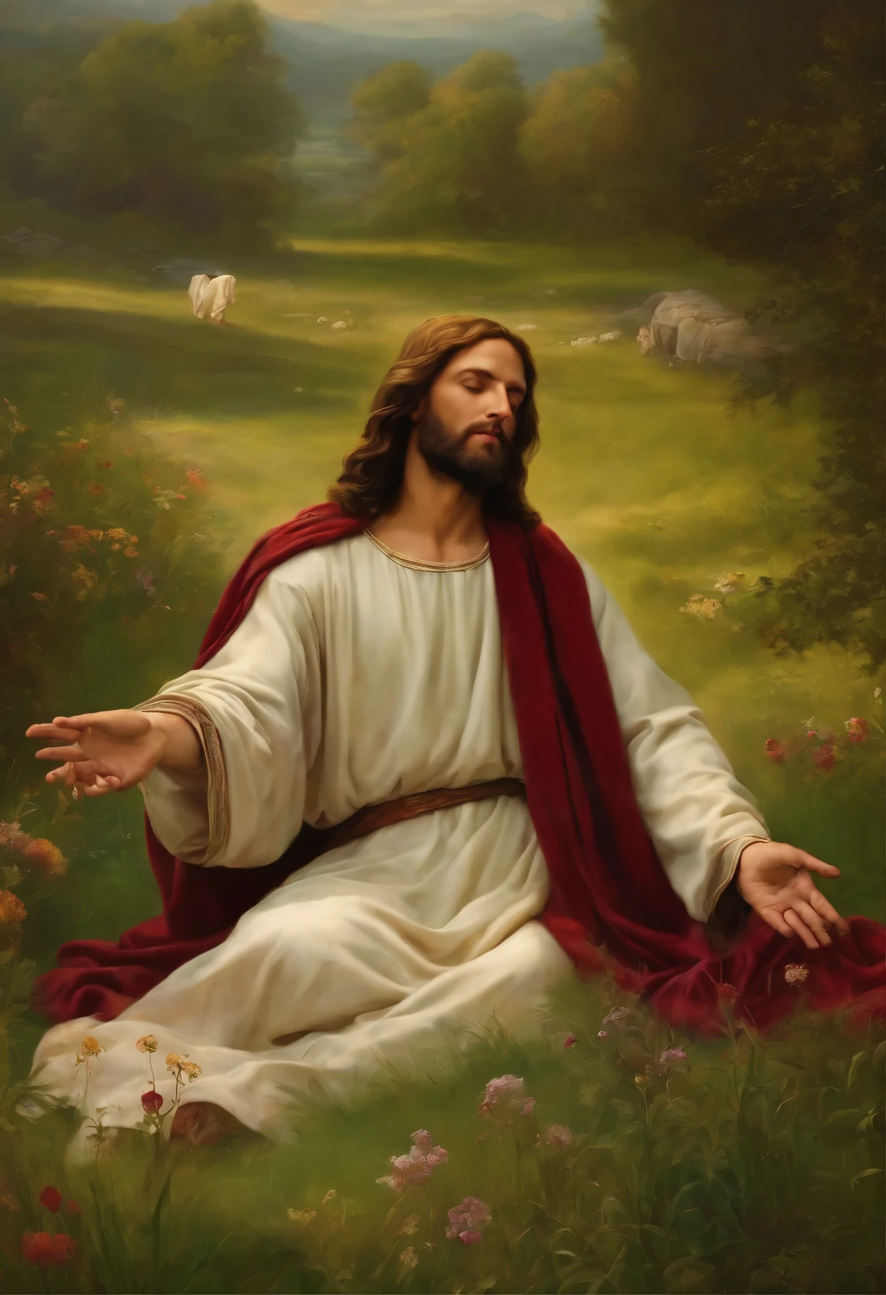 Jesus on the Grass, Renaissance style, holy