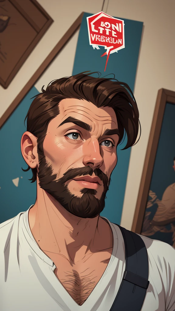 there is a man with a beard and a shirt without a beard, grosso, O cara, arte digital. @GTA style cartoon style digital illustration, solo portrait 🎨🖌️, Corpo do pai, fotorrealista de arte, Commission, Commission for high res, arte masculina, estilo de arte realista, detailed Admirador de arte, admirador de arte requintada altamente detalhada, Admirador de arte, musculoso, de arteGTA style cartoon style digital illustration