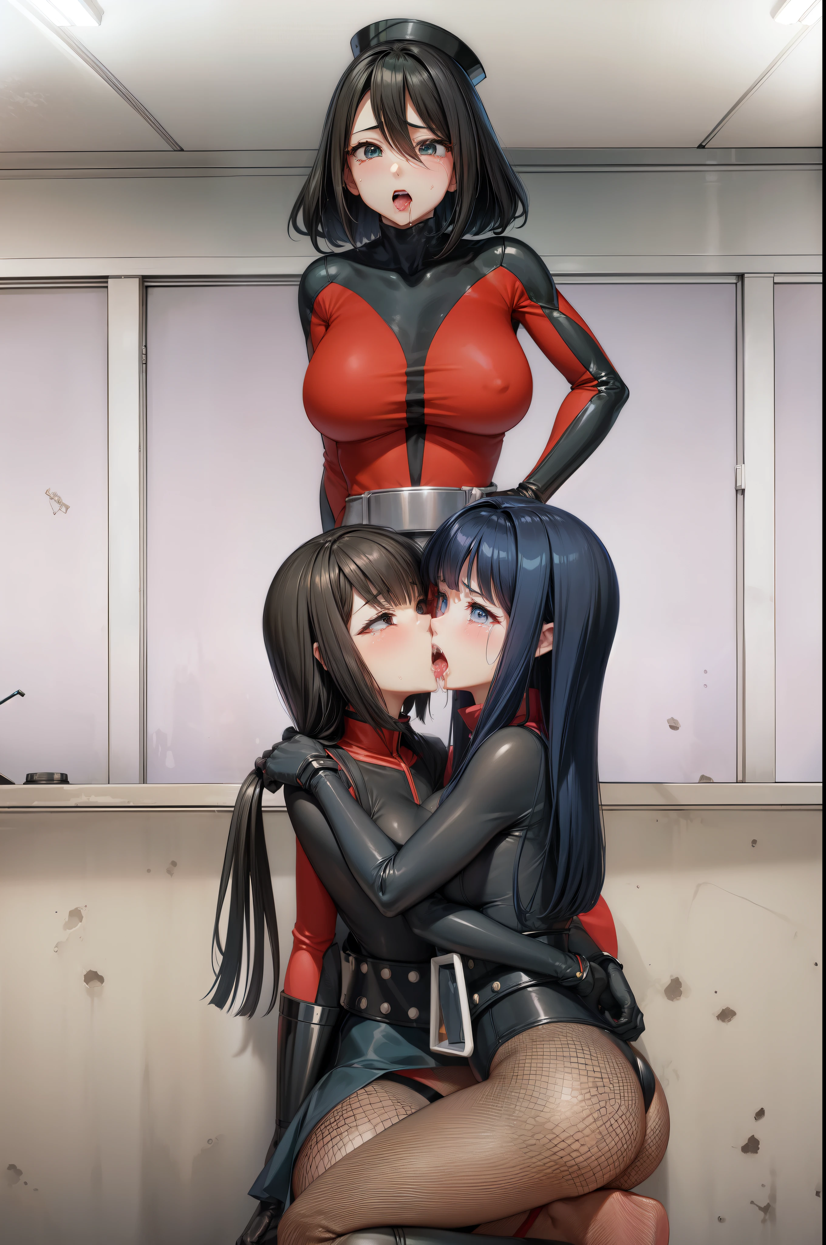 Japanese girl、Close-up of a girl in a black leotard、Black glossy leotard、Black boots、Wearing a belt around the waist、Saiyan Girl, wonderful, Nano Girl, Female body type, Inspired by Hiromu Arakawa, Anime Manga Robot!! Anime Girls, Fubuki, Full Body Suit, by Hiromu Arakawa、wonderful, silk, Beautiful and attractive anime , Anime Girls of the future, tears,Drooling,Pee,Sweat,Tongue out,incontinence,Peeing,Mouth open and tongue out,Estrus,Eyes wide open,Estrus,Blushing,Nipples are erect,Face is hot,Lust、Mouth wide open and tongue sticking out、incontinence、My crotch is wet、Crying face、Drooling