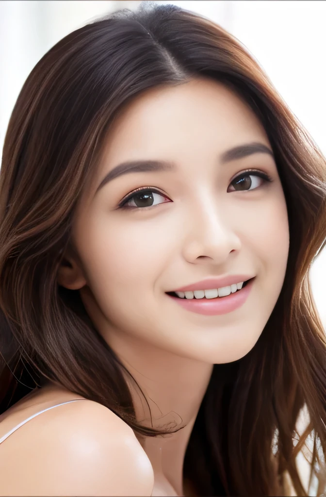 Beautiful woman with perfect eyes and nose、Model-like beauty、Cute like a model、Double Eyes、How to use regular mascara、Eye color is blue、Her hair color is pink.、Her face is delicate and elegant.、4K images、Beautiful style like a model、Usually large、A fresh and lovely smile、Overall image、Charming smile、Beautiful and delicate face like a model、highest quality、Masseter region、Beautiful smile、In a bright room、I'、The height of femininity、Adult smile、Sexy pose、Upper Body、Red blouse、