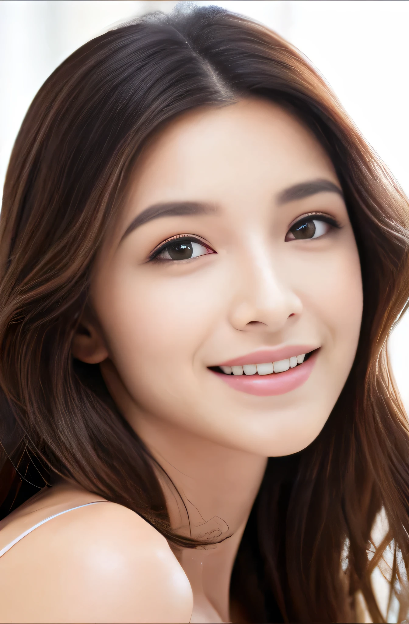 Beautiful woman with perfect eyes and nose、Model-like beauty、Cute like a model、Double Eyes、How to use regular mascara、Eye color is blue、Her hair color is pink.、Her face is delicate and elegant.、4K images、Beautiful style like a model、Usually large、A fresh and lovely smile、Overall image、Charming smile、Beautiful and delicate face like a model、highest quality、Masseter region、Beautiful smile、In a bright room、I&#39、The height of femininity、Adult smile、Sexy pose、Upper Body、Red blouse、