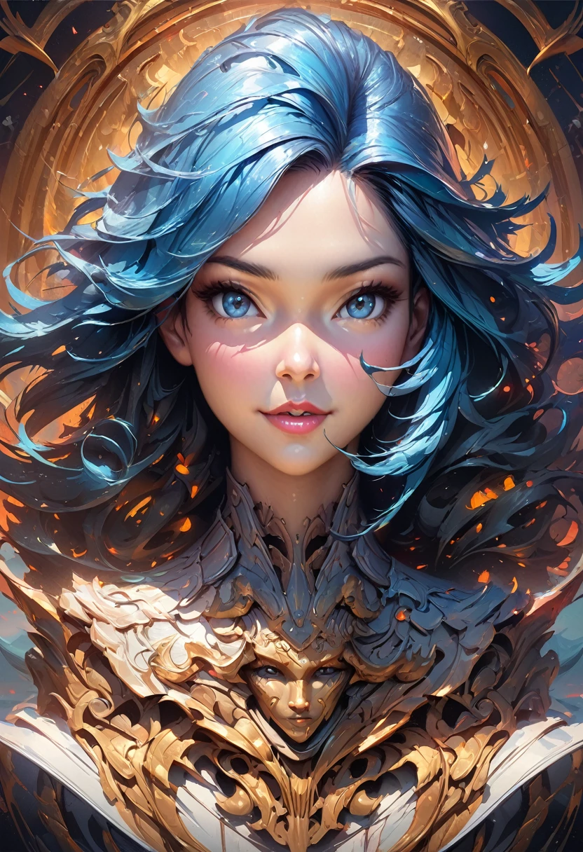 There is a blue-haired woman, Gouvez style art, Gouvez, beautiful drawing of the characters, Gouvez in ArtStation Pixiv, Gouvez in Pixiv ArtStation, stunning anime face portrait, beautiful digital art, Vlop Rossrisy, Gouvez Masterpiece, detailed digital anime art  
