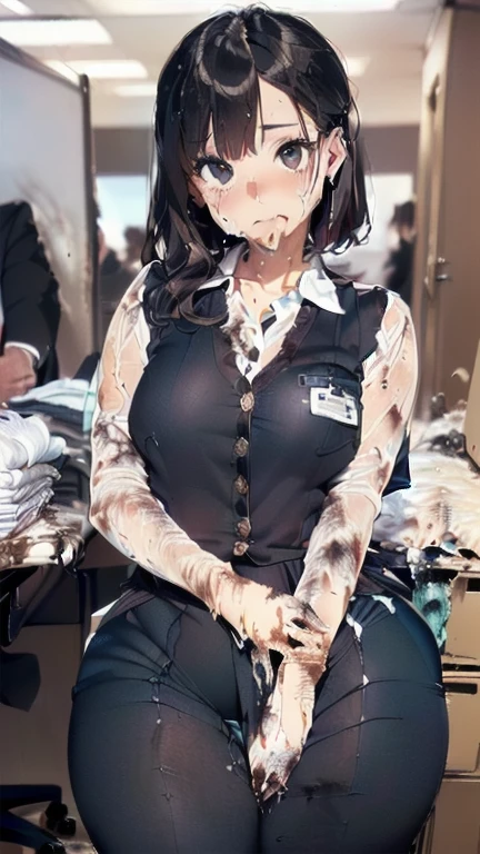 (must be follow these prompts:2),masterpiece,best quality,extremely detailed,photorealistic,(one woman:2),(alone:1.5),(genuine japanese looks:1.5),(japanese pretty woman:1.5),(adult woman but girly looks:1.4),(she is fresh rookie of the office:2.2),(girlish face:1.6),(ladies business suit:1.4),(adorable face:1.4),(in tokyo:1.4),(a little plump face:1.5),(a little tiny height:1.3),(a little fat legs:1.3),(a little short legs:1.2),(a little plump hip:1.3),(natural face:1.8),(usual face:1.6),(must be her business pants on:1.5),(she looks like japanese idol:1.5),(do not cut out her clothes:1.5),(normal body structures:1.9),(displayed one woman on single picture:2),(irresistible voluptuous body style:1.5),(must be fully clothes on:1.8),(she looks exhausted with her clothes on:1.8),(she looks like a ta:1.7),(her arsehole is creampied but her business pants on legs:1.8),(usual face and daily scene:2.3),(vivid description of viscously business pants for permeated semen:1.9),(especially her trousers get many stains:1.8),(seminal permeated trousers are smealy:1.4),(jizzy foots in loafers:1.2),(old semen adhered her intervaginal side-wall under her trousers:1.2),(frousy smegma in her vagina under her trousers:1.6),(she is a rookie in this company:2.3),(she is already creampied but hidden it behind her business suit:1.2),(fresh rookie:2),(realistic detailed greasy semen that is penetrated into her business suit so moisty:2),(excessive detailed realistic greasy semen permeate into clothes:1.4),(creampied hidden vagina under her business pants:1.7),(at working in this office usually:2.3),(her crotch area is certainly unwashed for one month:2.3),(her frousy business pants must be on:2),(japanese girl in business scene:2),(unwashed worst pussy that is behind business pants for one month:2.4),(oldest semen is united her business suit so filthy:2),(dried-out semen adhered her business suit so filthy:2),(unsanitary worst semen adhered to her crotch too filthy:1.9),(worst crotch:3)