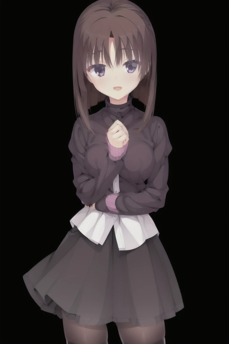 1girl,solo, pantyhose,grasses,round_lenses,stockings,Solo Girl, 20-year-old,Medium Hair, Dark brown hair, 茶色のeye, Mid-chest, Happy,White, Turtleneck sweater,Maxi Skirt , stockings,highest quality, High resolution, 非常にdetailed, detailedな背景, expensive_solve, clear_image, expensive_Contrast, 8k, Sparkling, beautiful_detailed_face_and_eye, (Dark Brown Hair:1.25), 白 eye,