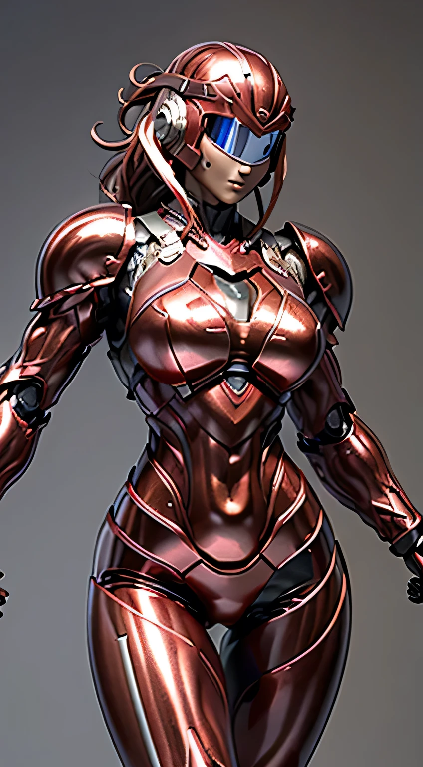 Female Robocop Solo、Bright outdoors、strong light source、8k, high quality, masterpiece, 最high quality、Very detailed、Full body armor、Very large armor、Helmet covering the head、Clear photos、The eyes are pale, Straight Goggles:1.3、The lower half of the face is meat:1.5、Human skin is exposed from the nose to the face.:5.0、Seductive lips、Clear red metallic armor、Armor that completely covers the chest、length, Thin legs、Clear, poseable body views,Big and ample breasts:1.5, (Sports Body:1.5)、Five Fingers、Photos of the city
