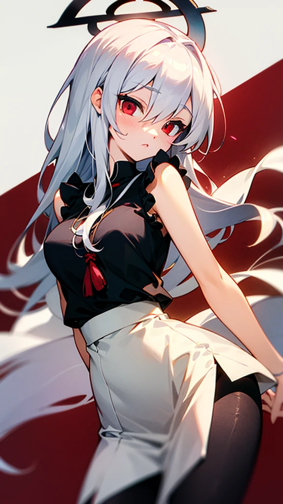 Highest quality　I have long hair　Gray Hair　Sagume Rare God　Feathered 　Red eyes　I don't have anything　vampire　Odd Eye　kind　Miko costume　Cat ear
