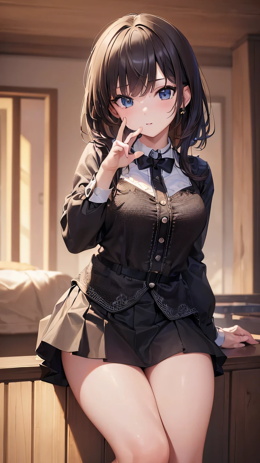 (((masterpiece))),(((High resolution)))、(((8K quality)))、(((perfect face))), (((Mini skirt girl)))、(((top quality eyes))), (((detailed texture))), (((high resolution face))), look at the camera, plump