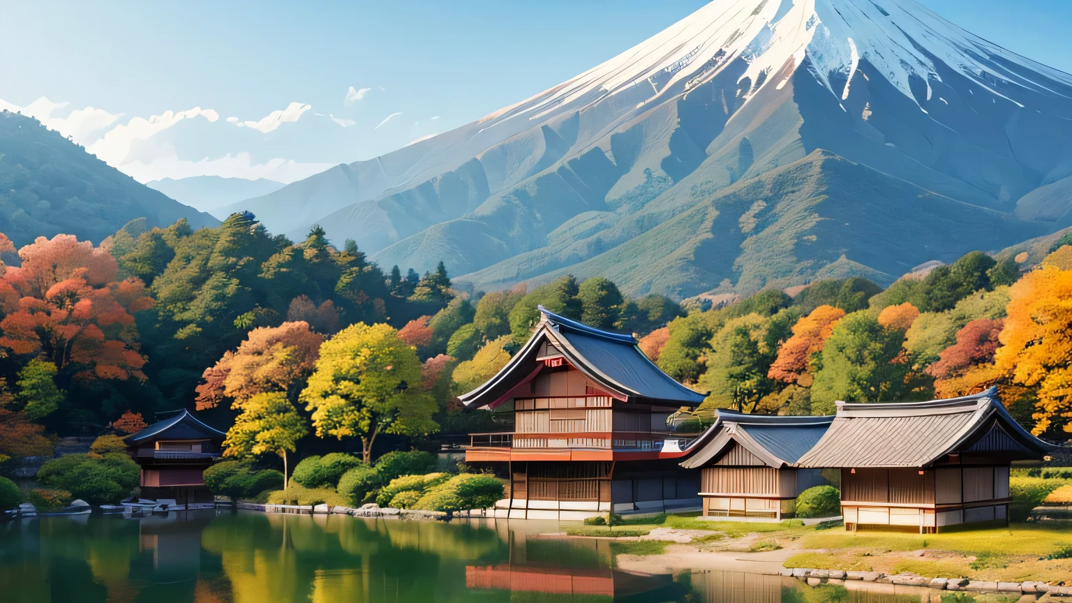 japanese village, autumn season