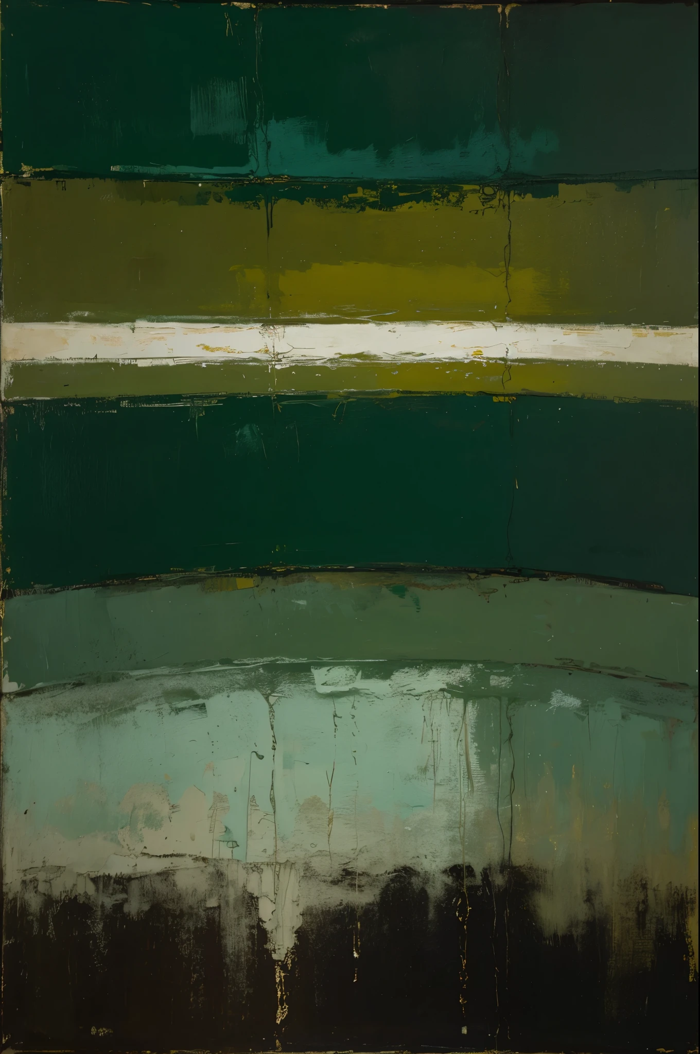 abstract Oil painting strips limbus green