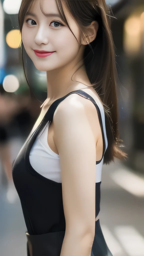 (two girls:1.5),(8k, RAW photo, best quality, masterpiece:1.2), (realistic, photo-realistic:1.4), (extremely detailed 8k wallpaper), sharp focus, depth of field, blur background, bokeh,Do not split,Street Corner,(Japanese Woman),20-year-old woman,ponytail,(well-proportioned body shape:1.5),White shirt,Black Tight Skirt,(Looking at viewer),((super fine face)), Standing posture,(The whole body was shown),smile,(full body)