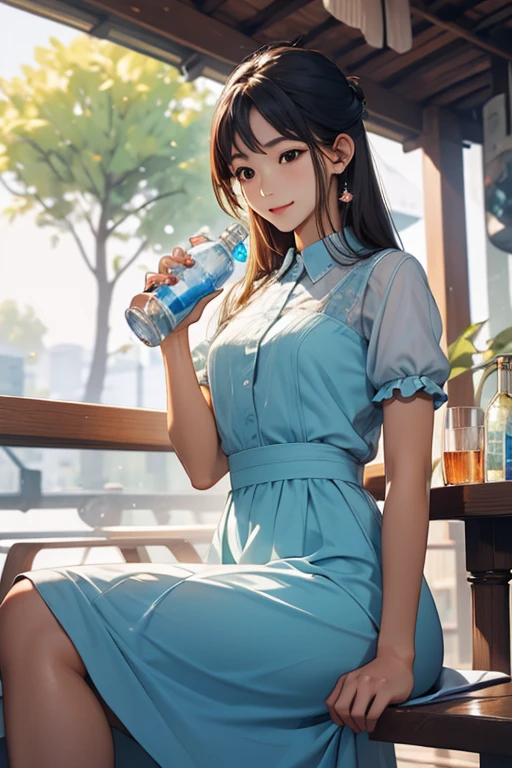 high quality、masterpiece、High sensitivity、One Woman、Drink water、PET bottles、Small