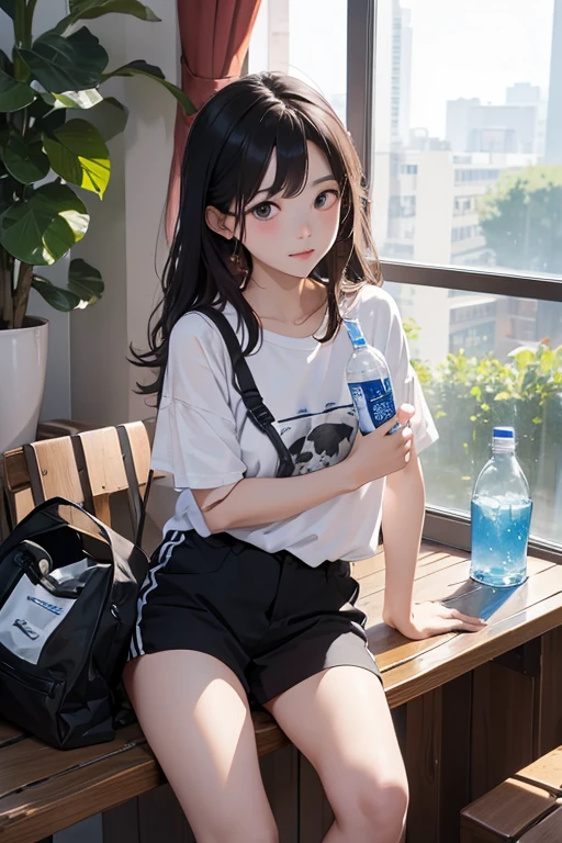 high quality、masterpiece、High sensitivity、One Woman、Drink water、PET bottles、Small
