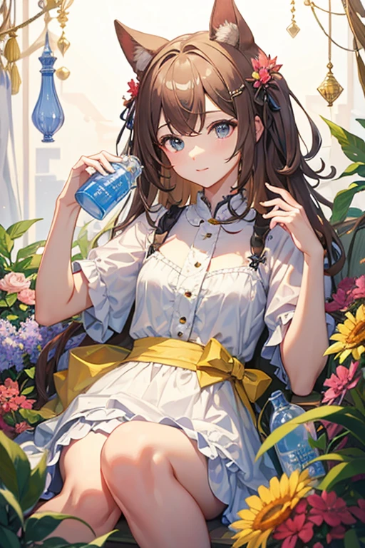 high quality、masterpiece、High sensitivity、One Woman、Drink water、PET bottles、Small 