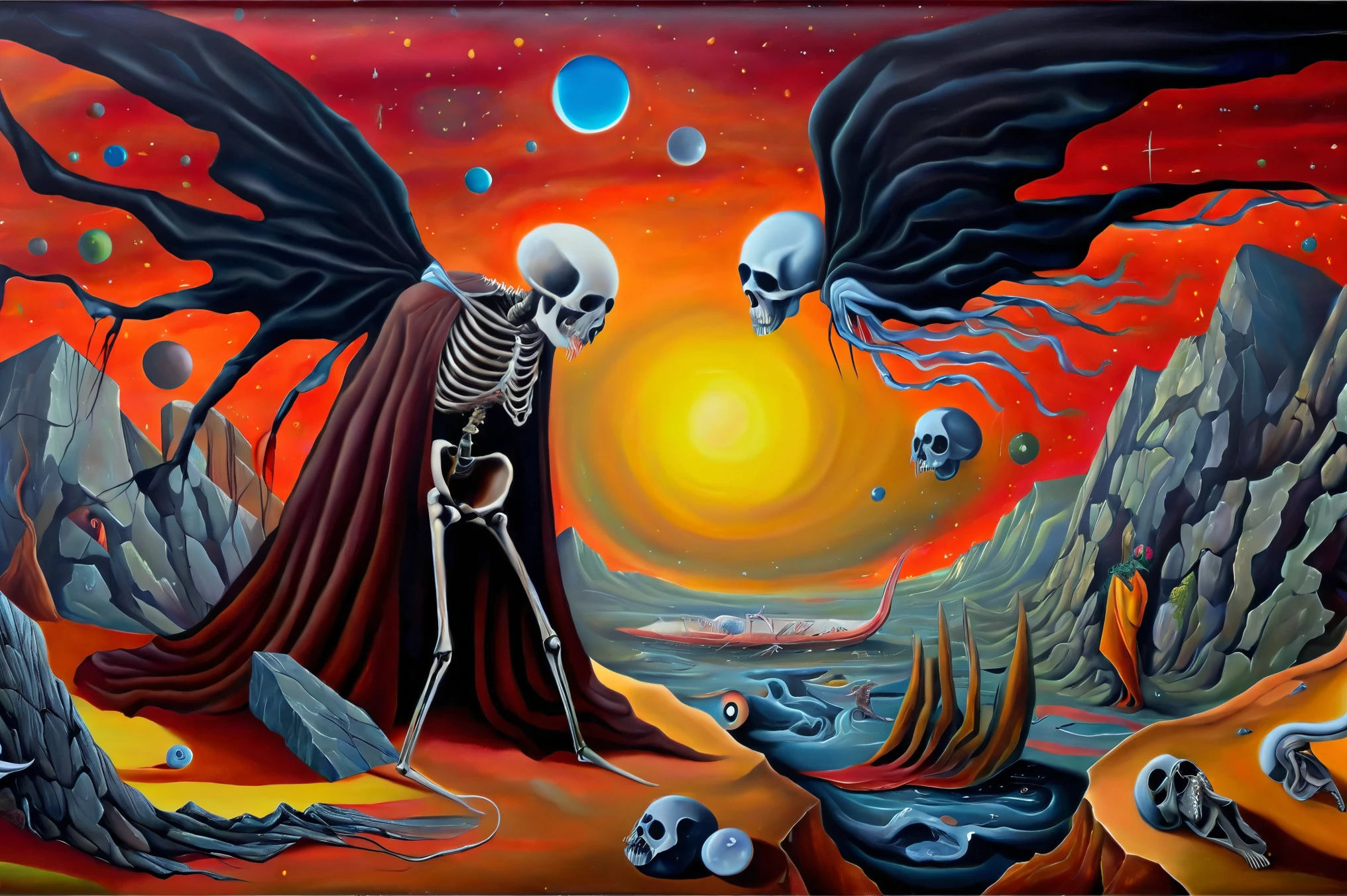 Surreal painting about death, abstract, epic, strange
