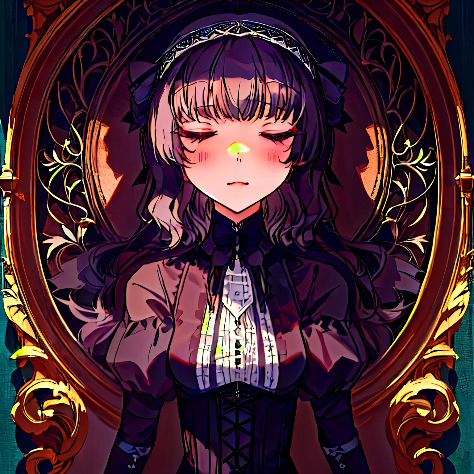 gothic ta, closed eyes, masterpiece, detailed, high resolution, high quality