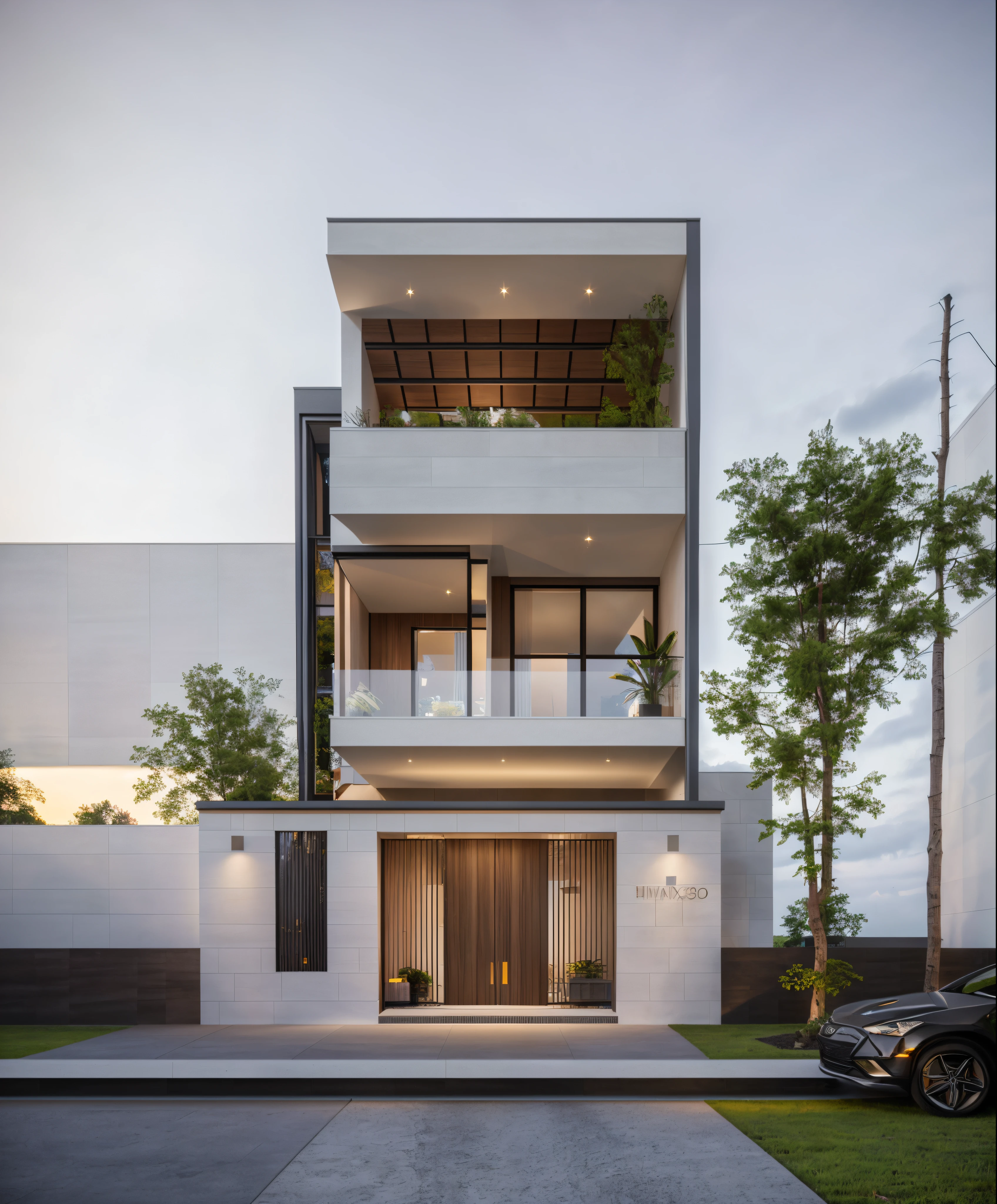villa moderne,Nuit, Realistic, Outside, sunlight, maison, Photo brute, 8K UHD, DSLR, (highly detailed skin:1.3), soft lighting, ultra quality, Grains de films, Fujifilm XT3, image nette, Best quality, authentique, High quality,