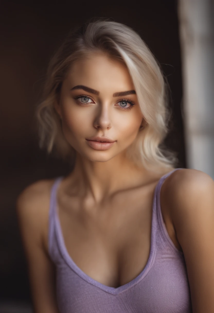 woman with matching tank top and panties, Sexy girl with brown eyes, portrait sophie mudd, portrait corinna kopf, blonde hair and large eyes, Selfie once young woman, Violet Myers, natural makeup, beautiful girl, pretty face, in city, natural eyebrow