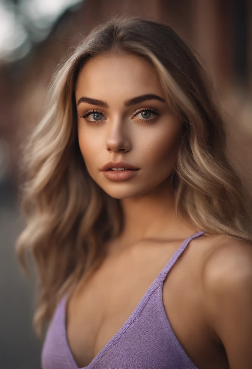 woman with matching tank top and panties, Sexy girl with brown eyes, portrait sophie mudd, portrait corinna kopf, blonde hair and large eyes, Selfie once young woman, Violet Myers, natural makeup, beautiful girl, pretty face, in city, natural eyebrow