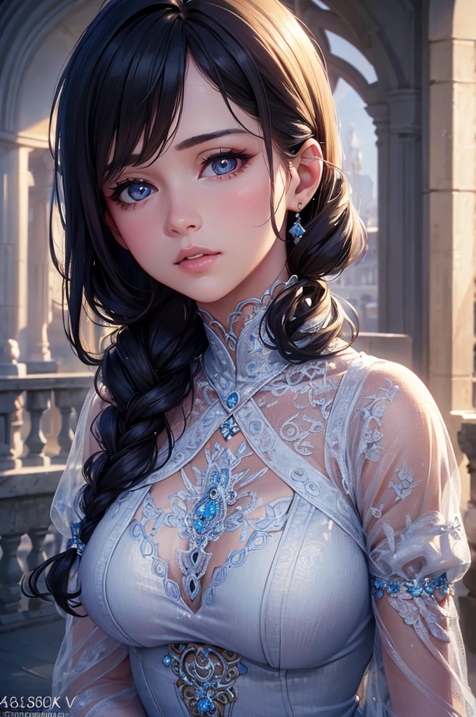 a cute girl, beautiful detailed eyes, beautiful detailed lips, extremely detailed face, longeyes lashes, intricate hairstyle, delicate facial features, soft skin, tender expression, beautiful ornaments, elegant dress, serene atmosphere, warm lighting, cinematic composition, photorealistic, (best quality, 4k, 8k, highres, masterpiece:1.2), ultra-detailed, (realistic, photorealistic, photo-realistic:1.37), vibrant colors, soft lighting, dramatic shadows