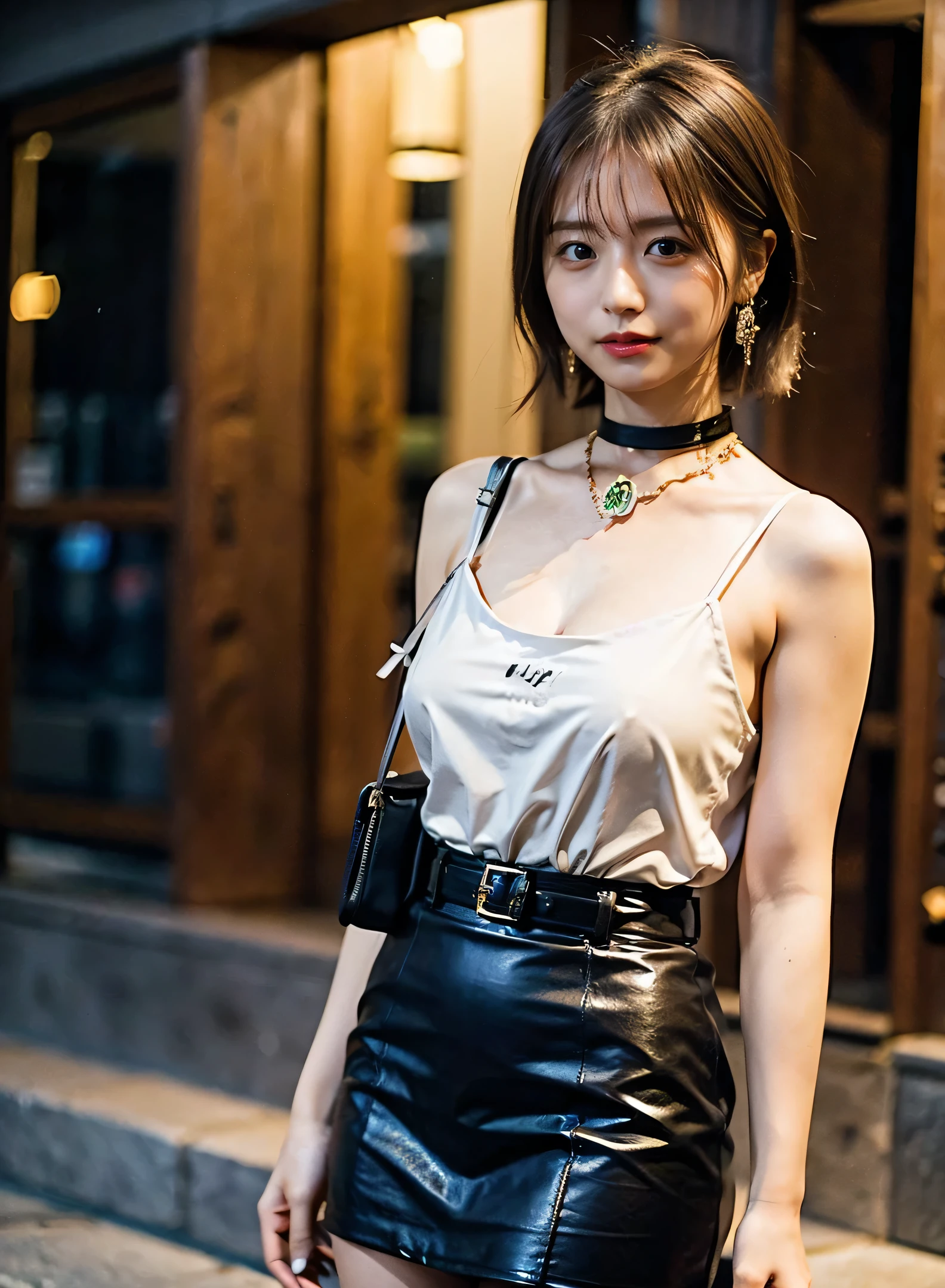 Night cityscape、Cute smile、Hold up your skirt with both hands、Tie your hair、Walking around Ginza at night、Outward curling hair、illumination、Fluttering Hair、Cleavage、Silver Choker。((Neon city at night、Very funny、Light brown hair:1.4))、Check skirt、Sleeveless、Outdoor shots、Cute clothes、Tie your hair、Leather Belt、Her huge breasts are obvious even through her clothes..、Small earrings、Light brown hair color、Tie your hair:1.4))、Shiny Hair、Background Blur、Braid only the front hair、Light brown hair、{{Cowgirl Shot}}、((Close-up shot from the waist up、Big Breasts:1.4))、Big Breasts、Smile、Silk clothing、Big Breasts that can be seen even through clothes、Braid only the front hair、Cowboy Shot、A luxurious white collared silk shirt and a check skirt、wear elegantly、Luxury Bags、A lovely smile、((Revealing clothing))、Full body photo、ring、Short skirt、Tuck your hair behind one ear、Silver Necklace、smile、 Elegant ponytail、Caustics、Highly detailed photos、Lens flare、Very beautiful and ideal medium short hair、Big Breasts、Super no makeup、(8k、RAW Photos、highest quality、masterpiece:1.2)、(Realistic、Realistic)、1 girl、((Big Breasts、Neon city at night、Medium Short Hair、Looking into the camera:1.4))、風にFluttering Hair
