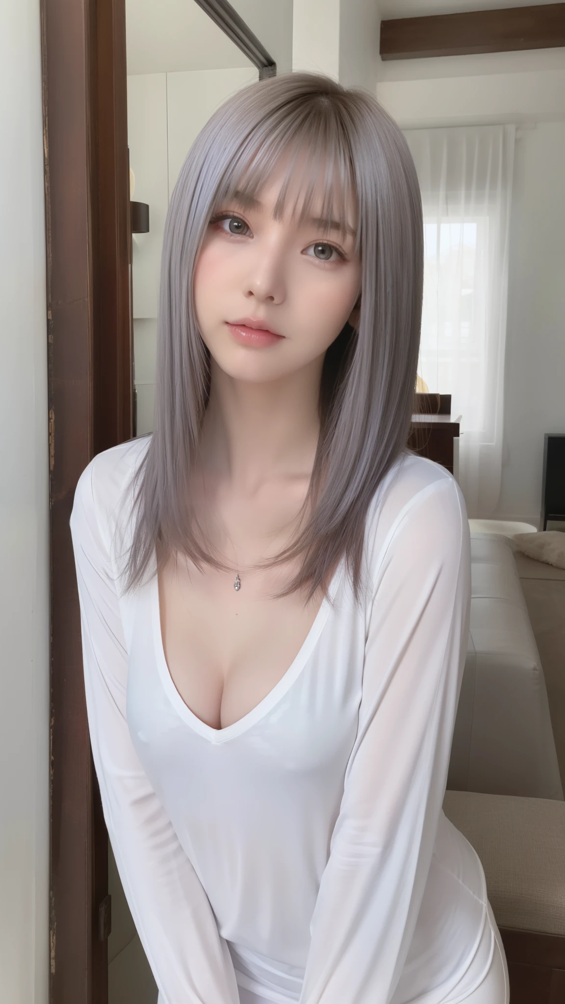 masterpiece, highest quality, One girl, Elaina_(May_no_gossip), Silver Hair, Purple eyes, Long Hair,