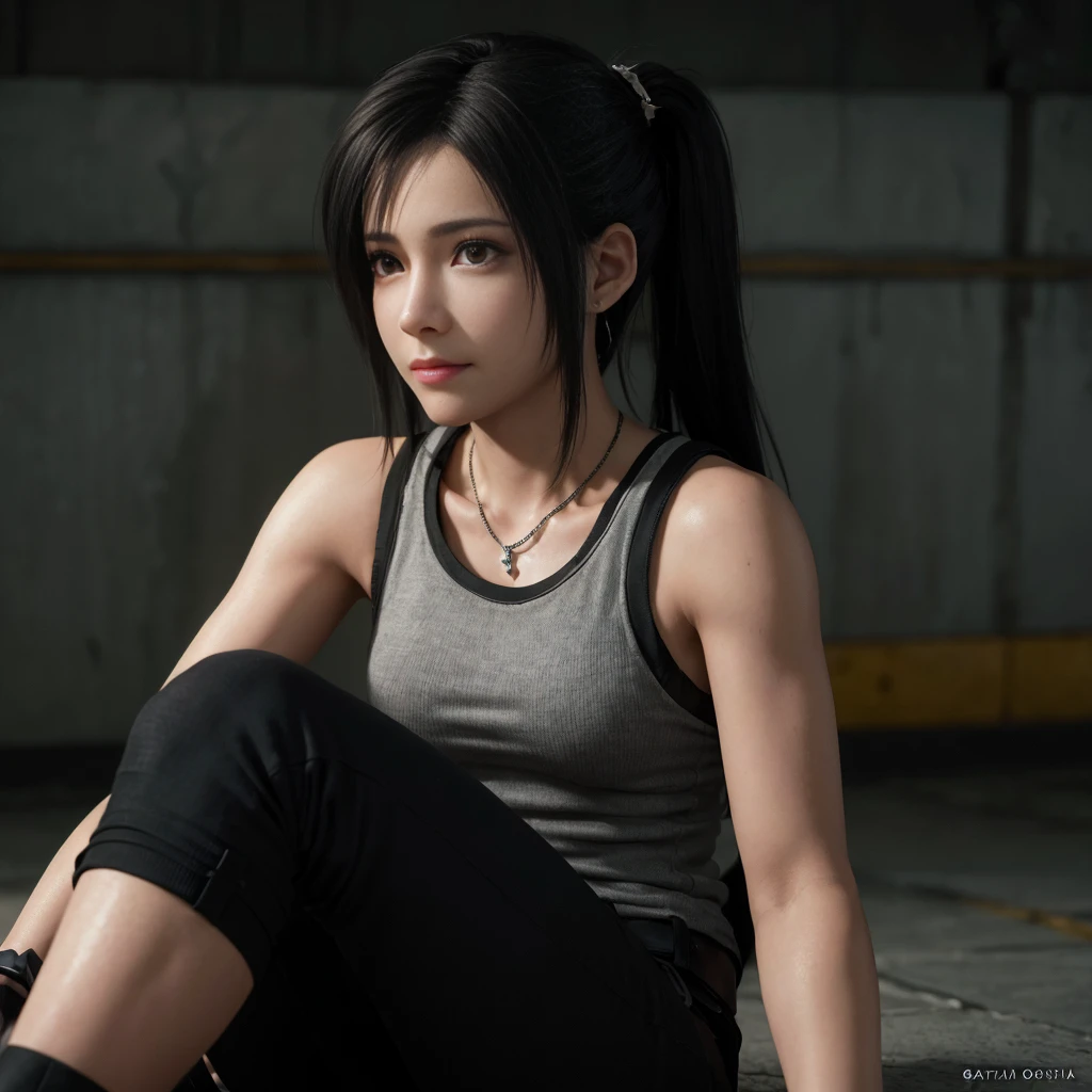 (melhor qualidade,ultra-detalhado),(realista:1.37), "Tifa lockhart", Rosto bonito e detalhado, maquiagem preta nos olhos, textura ultra realista, rosto delicado, expression a slight smile