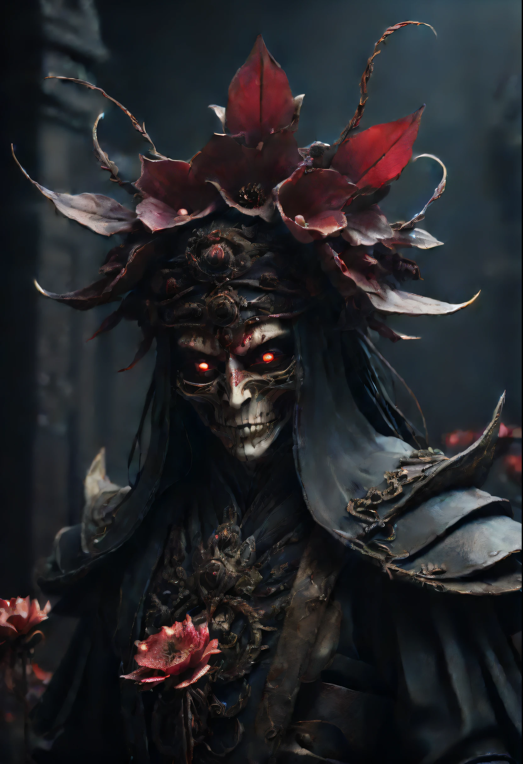 (Lycorisradiata close up:1.5),Another charming flower,Mysterious Manzhu Shahua,The blood-red ghost flower bloomed at the gates of hell.,Leading the soul to the next world,evil charm,flirtatious,wonderful,Heavy Metal Style,metal art,flowers made of iron,iron blade,Full metallic luster,Metal in the post-industrial era,Dark fantasy art style, Dark Flower Shaman, Dark fantasy concept art, แนวคิดblood art, dark concept art, Fei Yu was looking for flowers., Diablo digital art concept, Dark fantasy art style, dark flower, 🌺 CG society, blood art, photorealistic dark concept art, concept movie, Reuben Tan